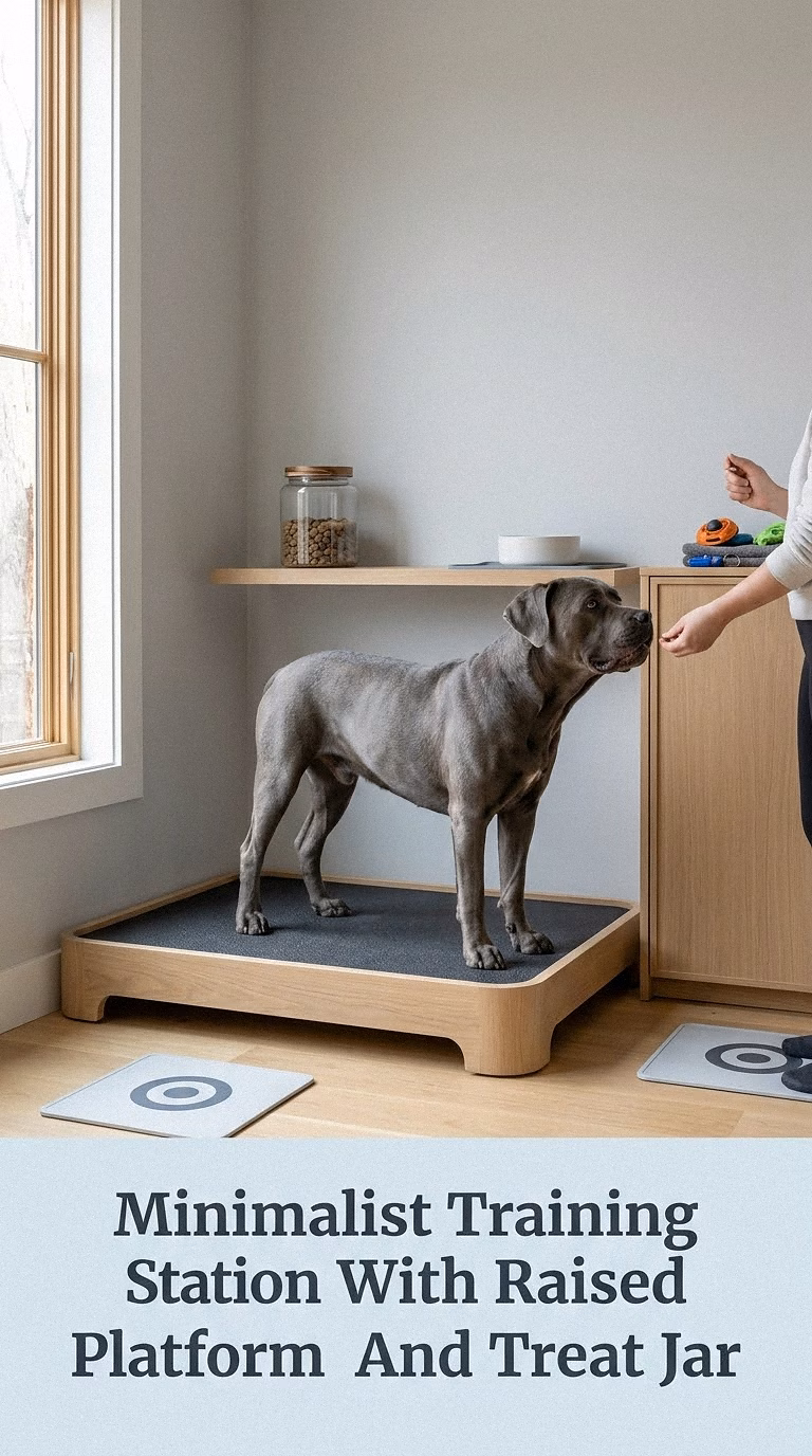 Minimalist Training Station With Raised Platform And Treat Jar