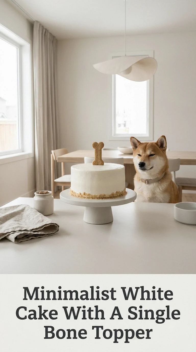 Minimalist White Cake With A Single Bone Topper