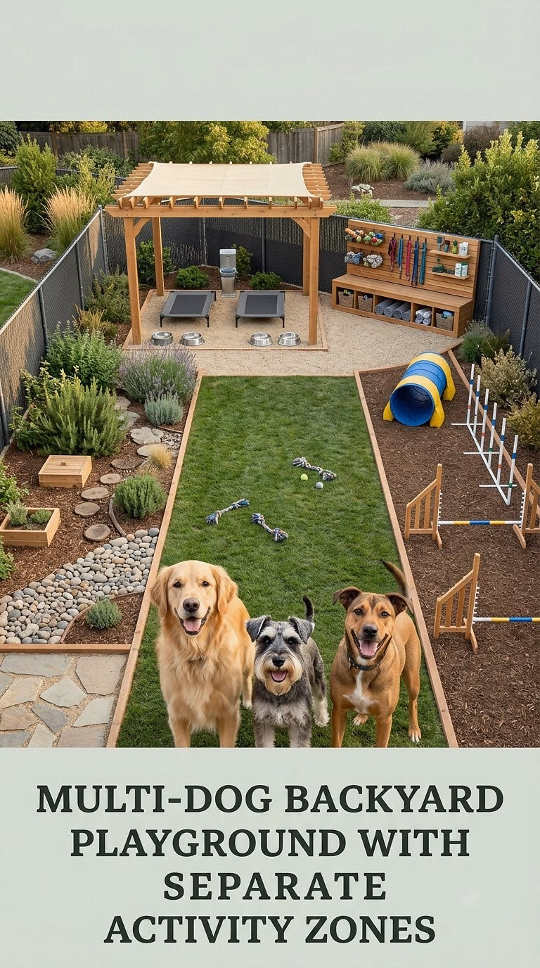 Multi-Dog Backyard Playground With Separate Activity Zones