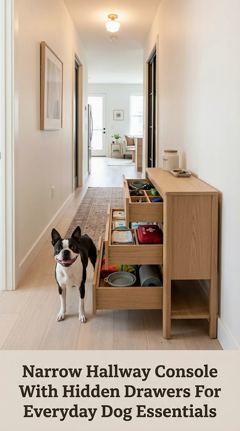 Narrow Hallway Console With Hidden Drawers For Everyday Dog Essentials