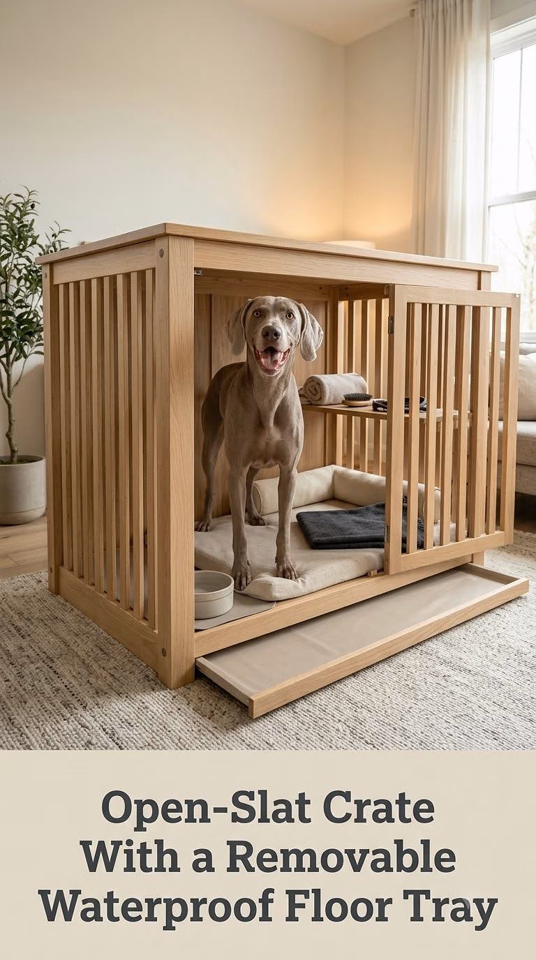 Open-Slat Crate With a Removable Waterproof Floor Tray