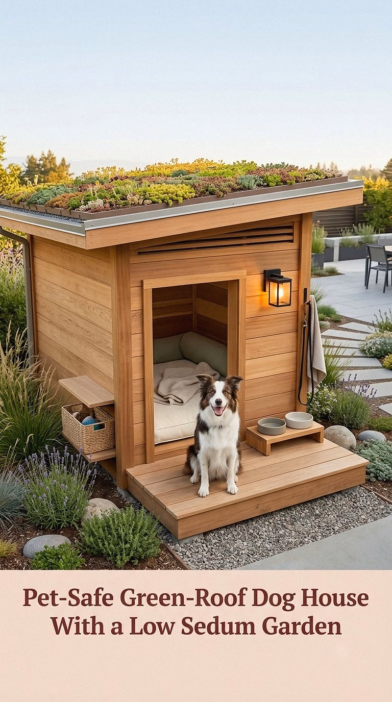 Pet-Safe Green-Roof Dog House With a Low Sedum Garden