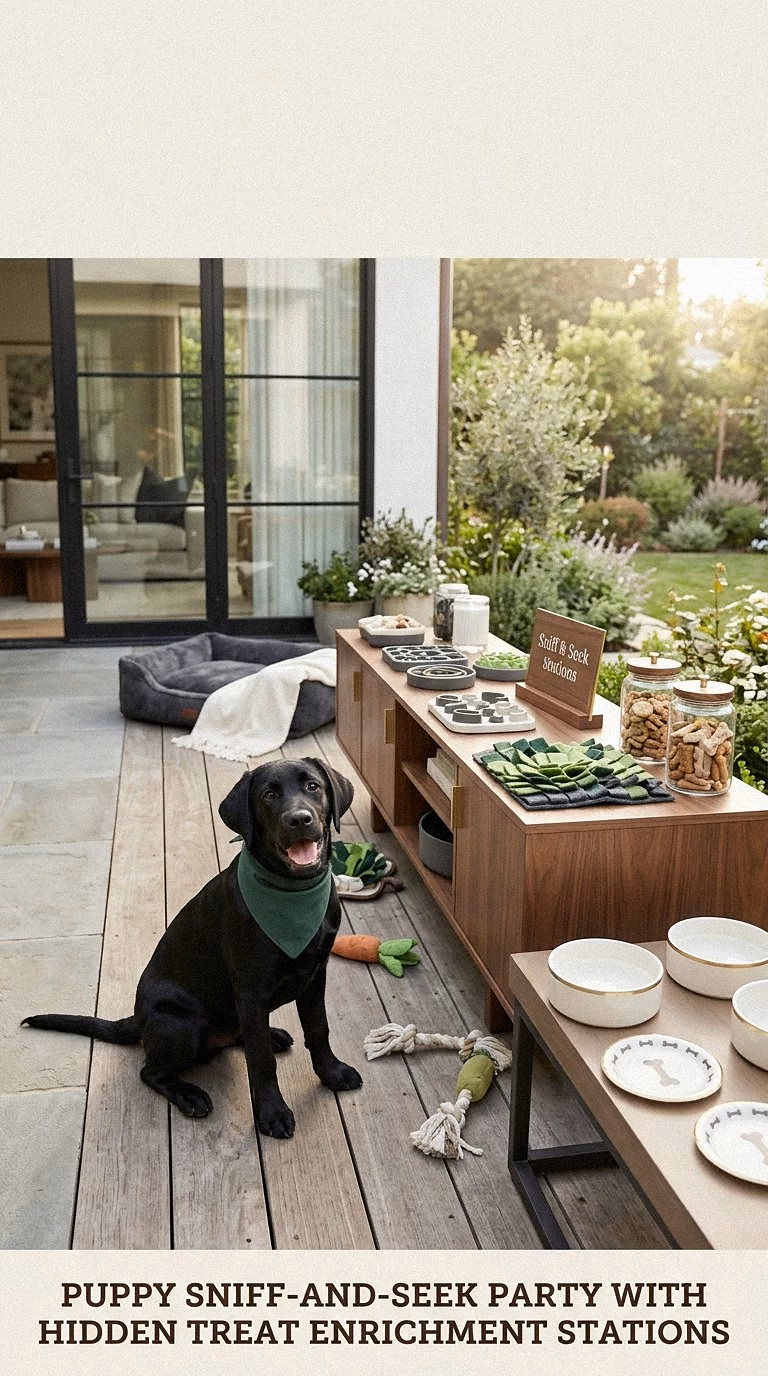Puppy Sniff-and-Seek Party With Hidden Treat Enrichment Stations