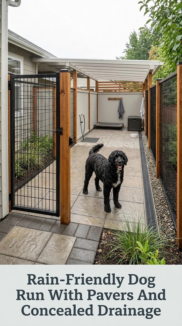 Rain-Friendly Dog Run With Pavers And Concealed Drainage