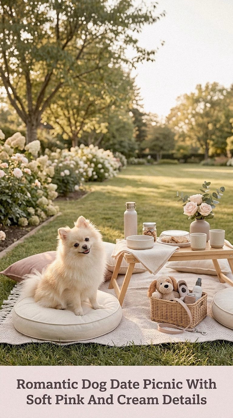 Romantic Dog Date Picnic With Soft Pink And Cream Details