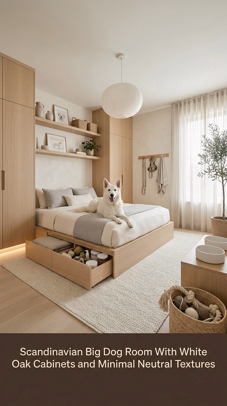 15. Scandinavian Big Dog Room With White Oak Cabinets and Minimal Neutral Textures