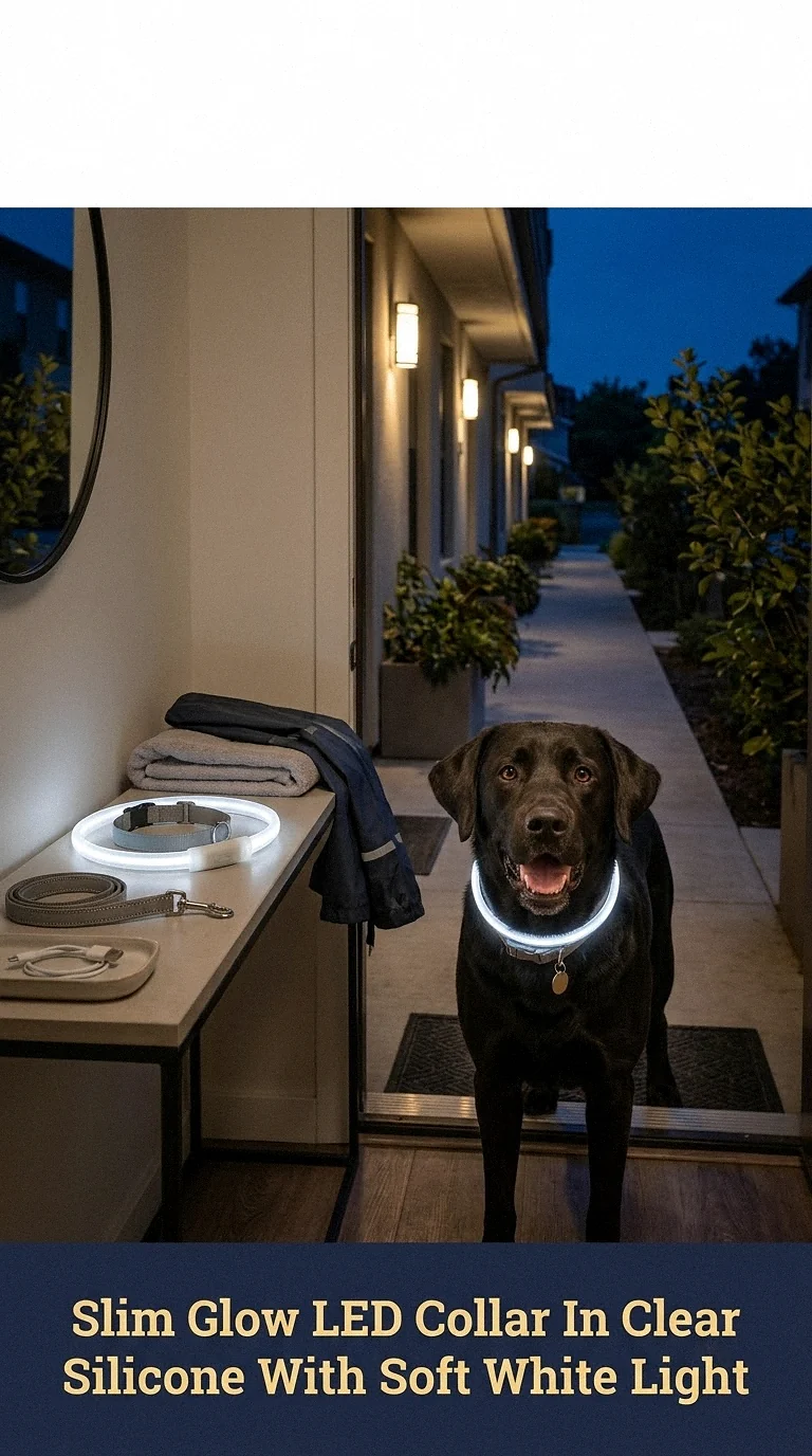 Slim Glow LED Collar In Clear Silicone With Soft White Light