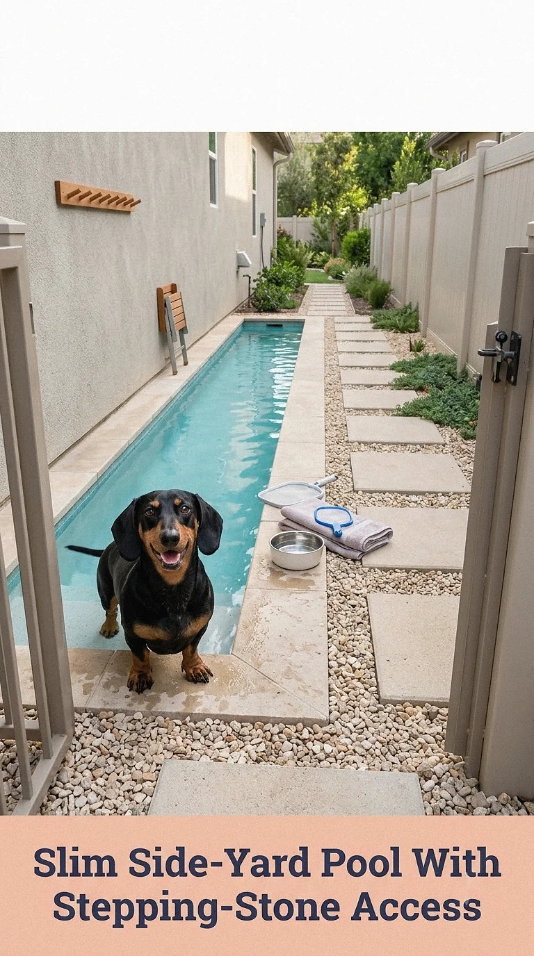 Slim Side-Yard Pool With Stepping-Stone Access