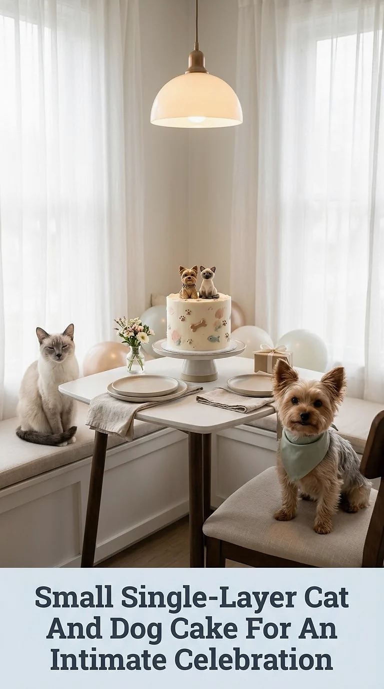Small Single-Layer Cat And Dog Cake For An Intimate Celebration