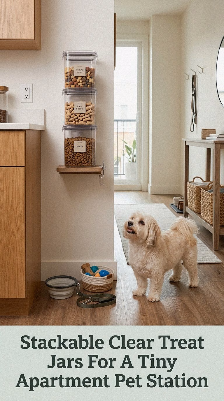 Stackable Clear Treat Jars For A Tiny Apartment Pet Station