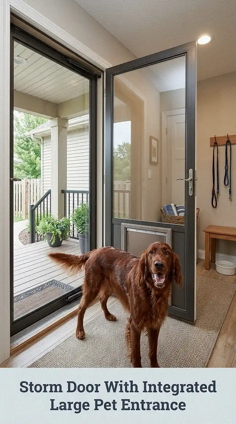 Storm Door With Integrated Large Pet Entrance