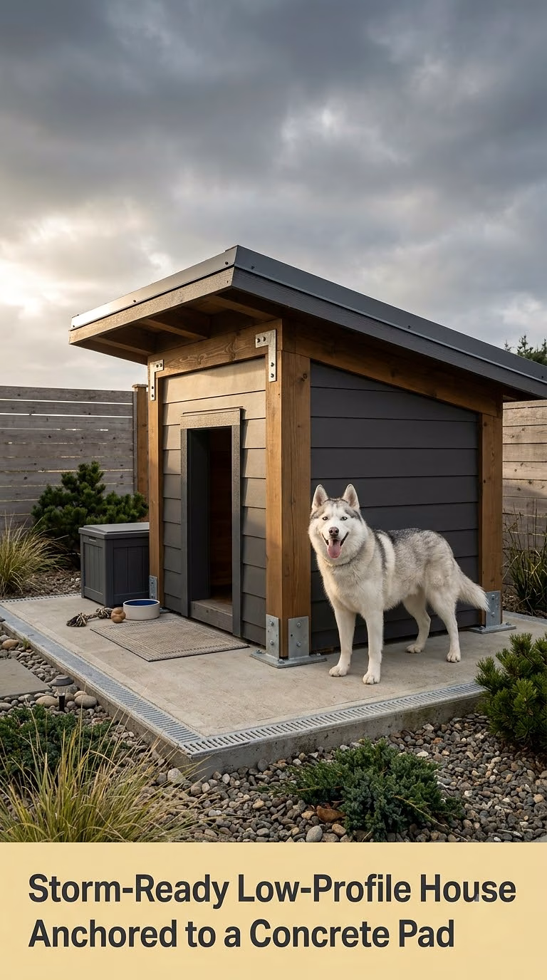 15. Storm-Ready Low-Profile House Anchored to a Concrete Pad