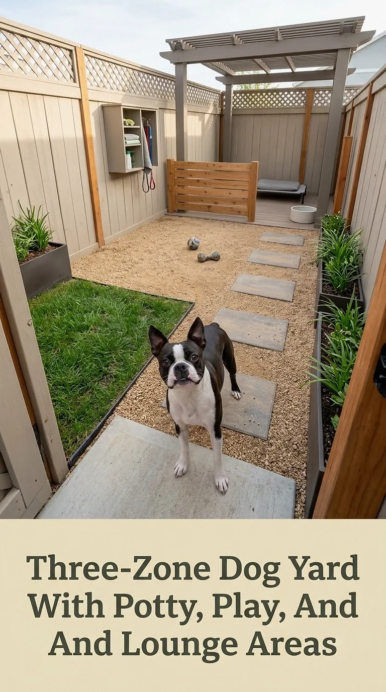 Three-Zone Dog Yard With Potty, Play, And Lounge Areas
