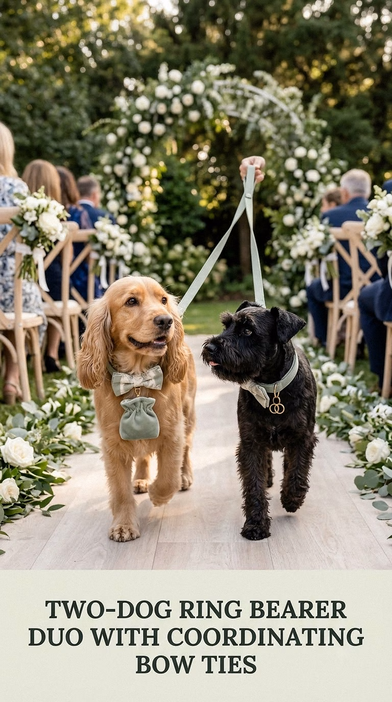 Two-Dog Ring Bearer Duo With Coordinating Bow Ties