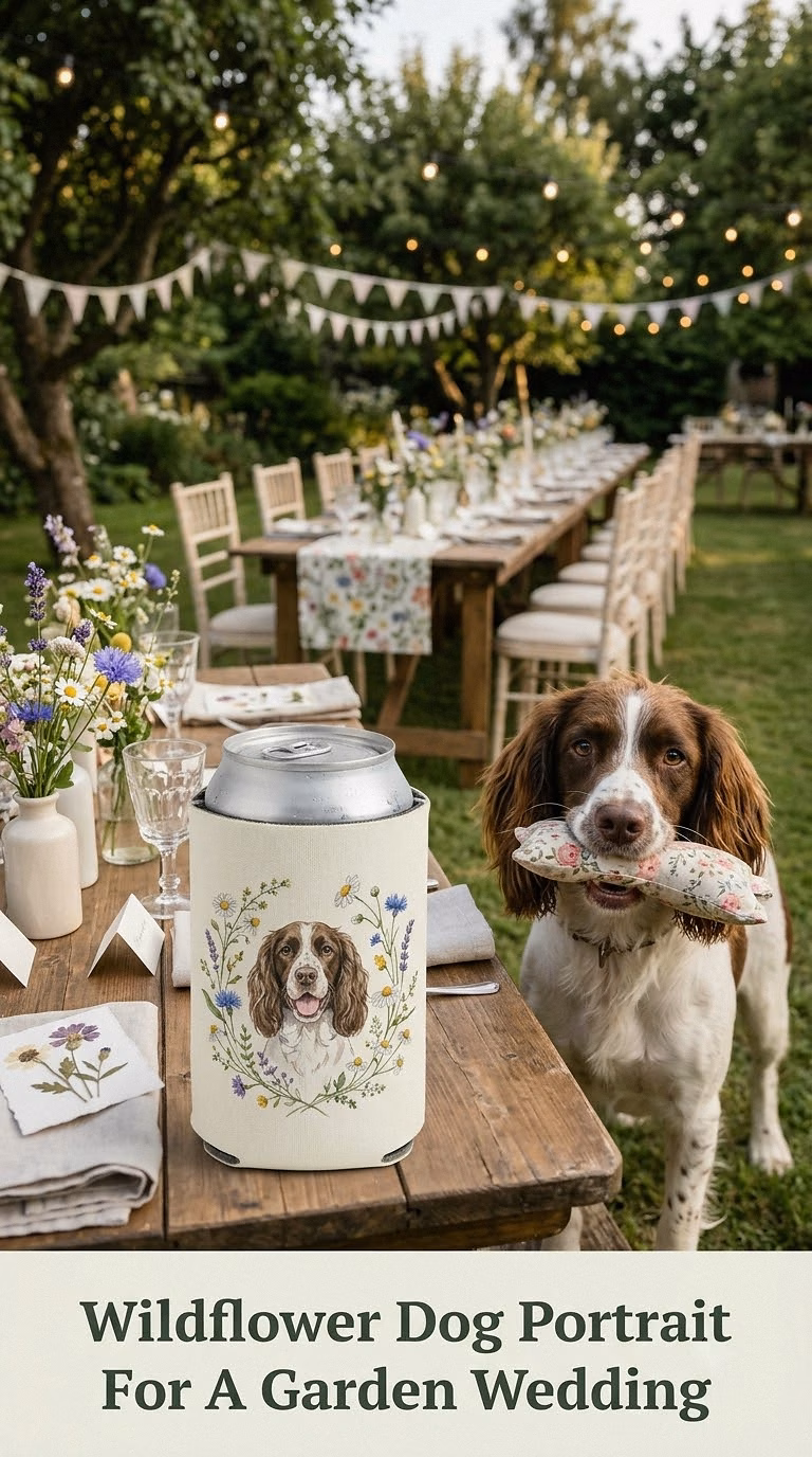 Wildflower Dog Portrait For A Garden Wedding