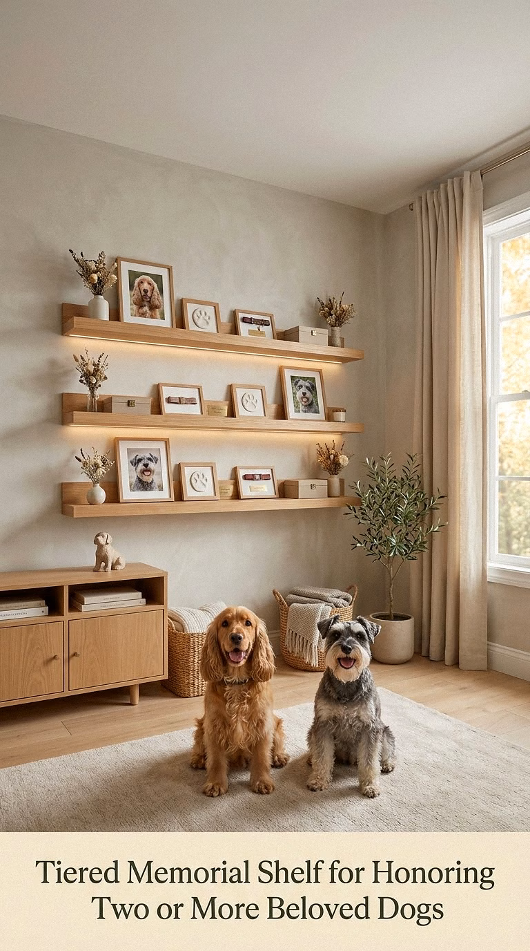 16. Tiered Memorial Shelf for Honoring Two or More Beloved Dogs