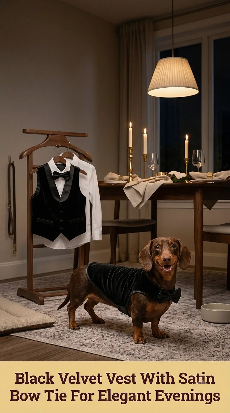 Black Velvet Vest With Satin Bow Tie For Elegant Evenings