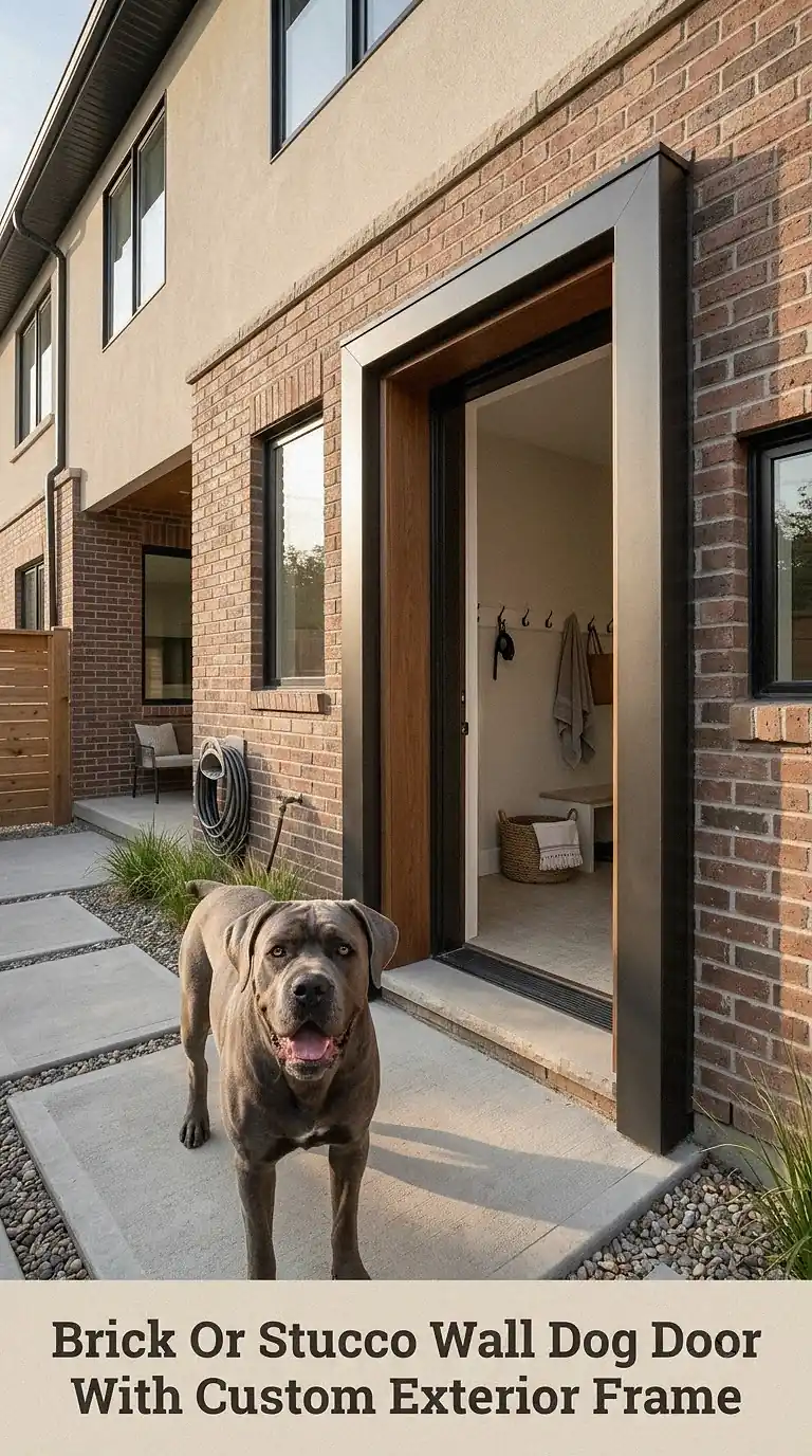 Brick Or Stucco Wall Dog Door With Custom Exterior Frame
