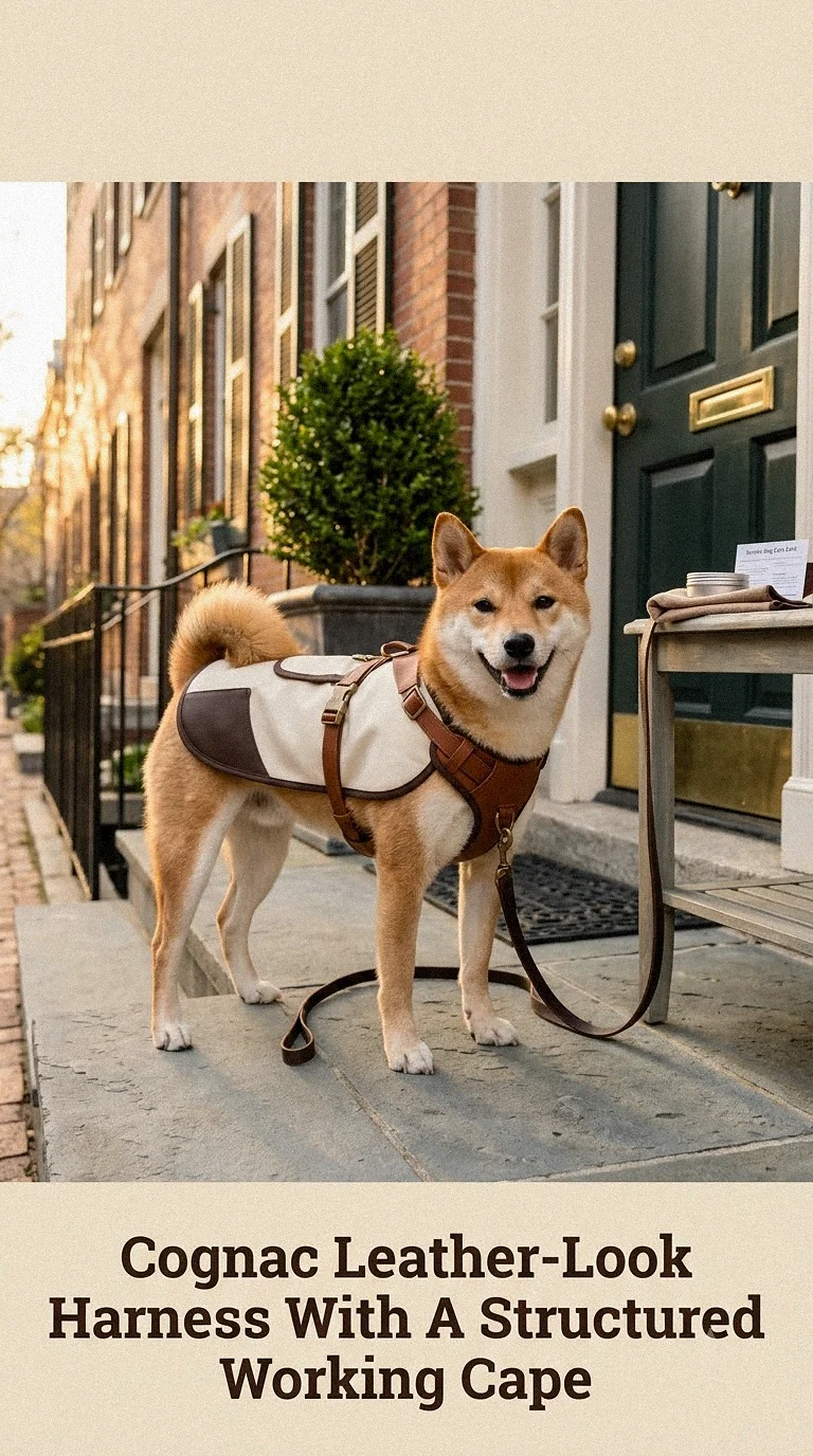 Cognac Leather-Look Harness With A Structured Working Cape
