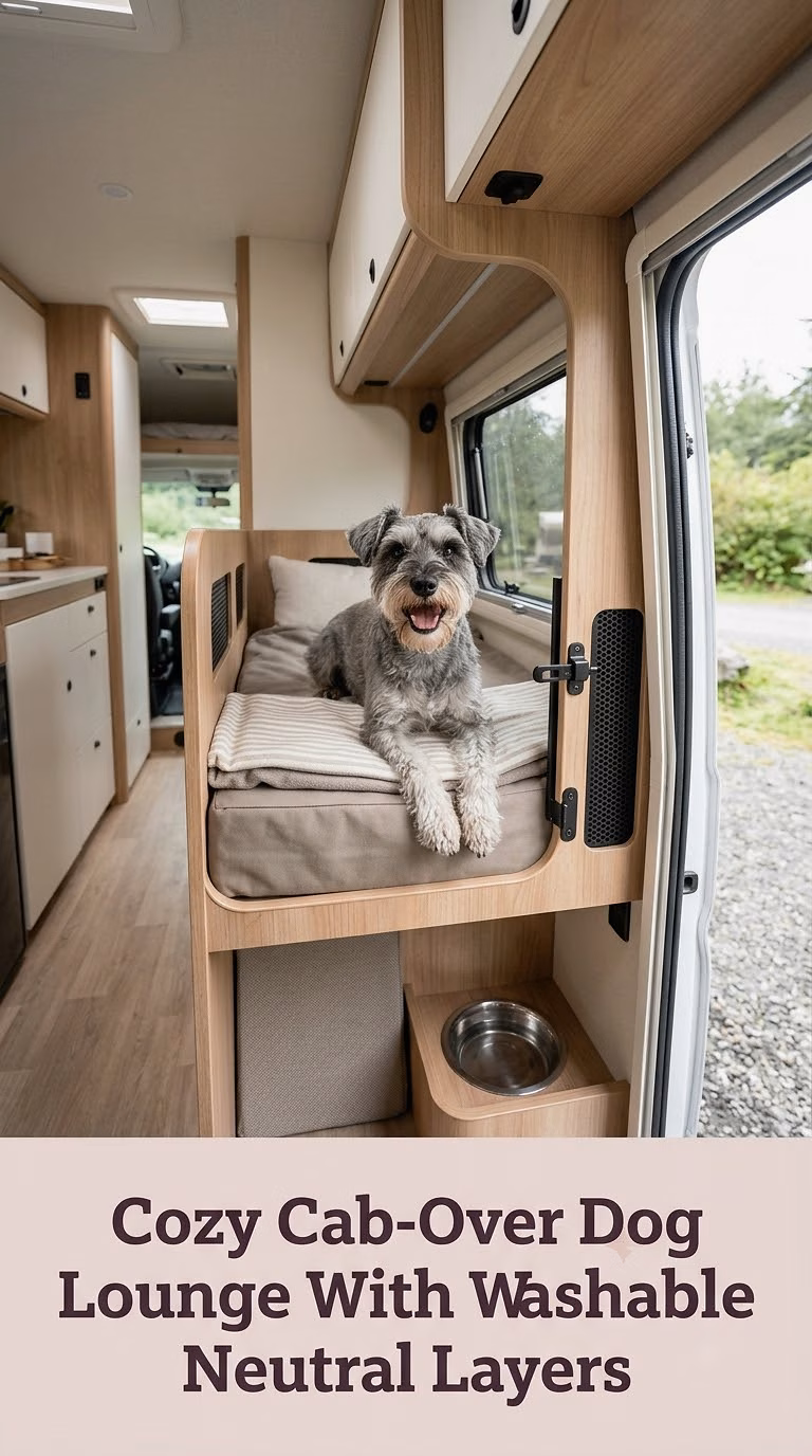 Cozy Cab-Over Dog Lounge With Washable Neutral Layers