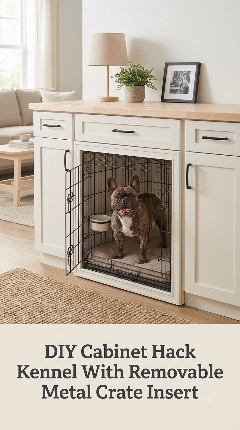 DIY Cabinet Hack Kennel With Removable Metal Crate Insert