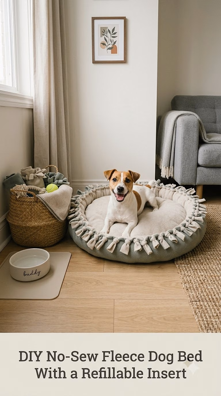 DIY No-Sew Fleece Dog Bed With a Refillable Insert
