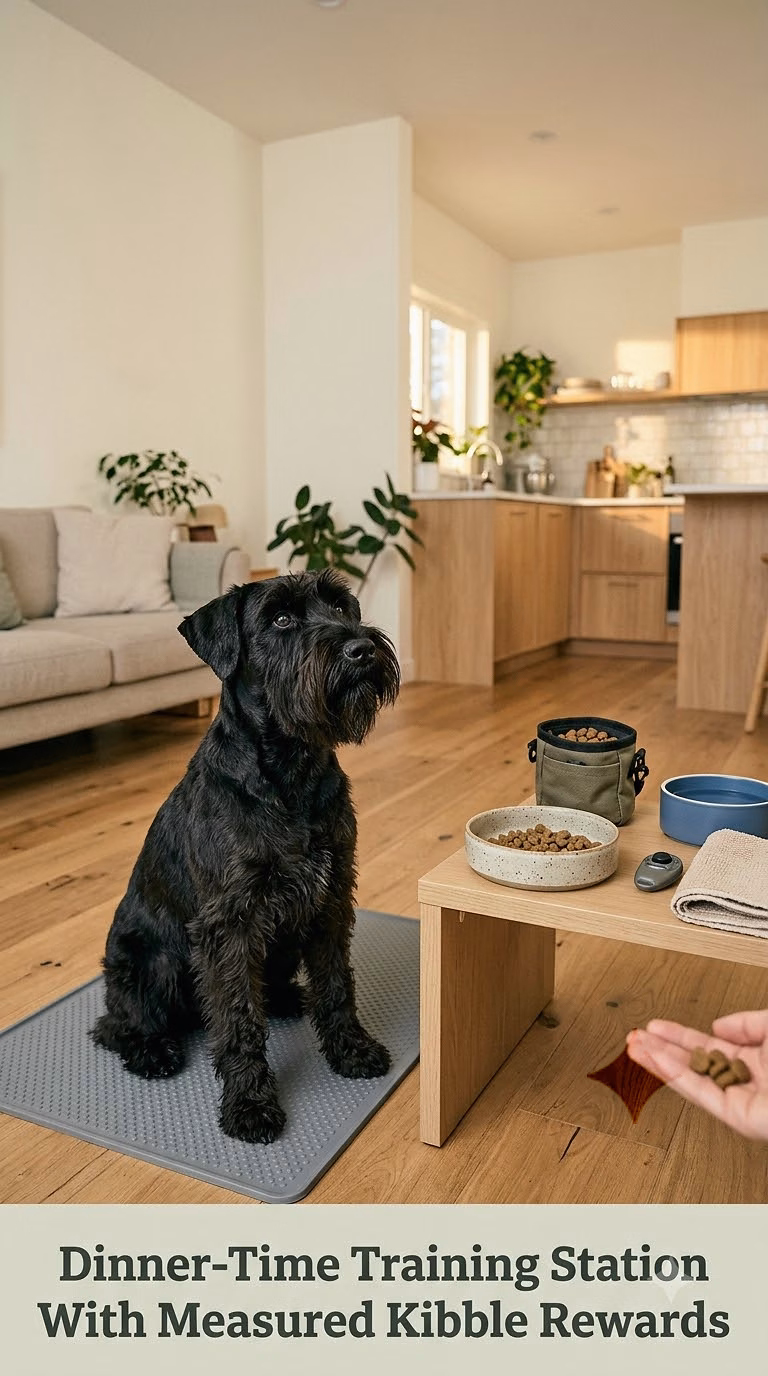 Dinner-Time Training Station With Measured Kibble Rewards