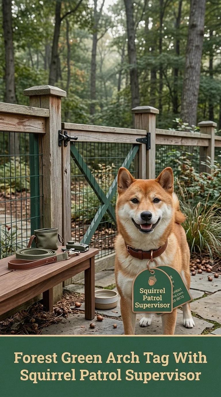 Forest Green Arch Tag With Squirrel Patrol Supervisor