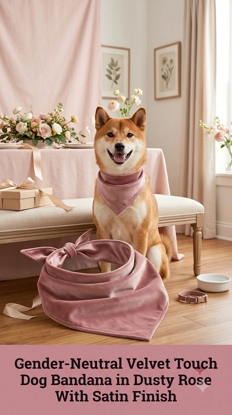 Gender-Neutral Velvet Touch Dog Bandana in Dusty Rose With Satin Finish