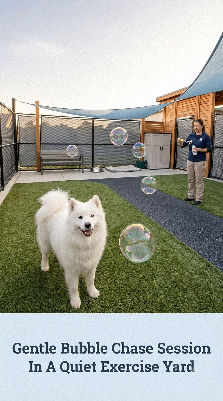 Gentle Bubble Chase Session In A Quiet Exercise Yard