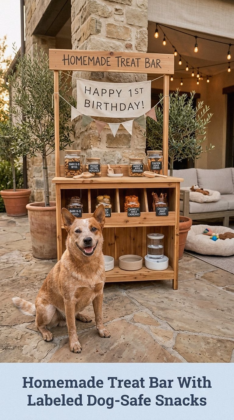Homemade Treat Bar With Labeled Dog-Safe Snacks