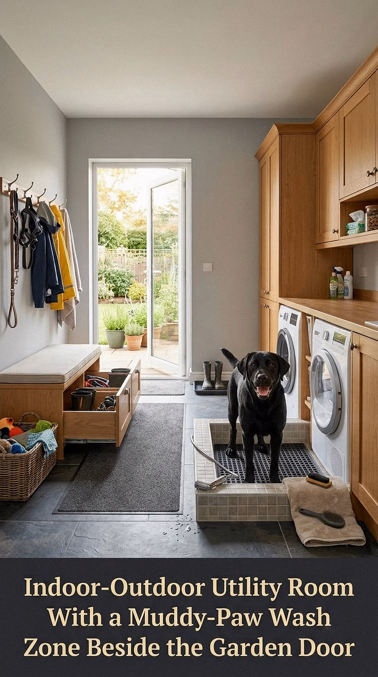 16. Indoor-Outdoor Utility Room With a Muddy-Paw Wash Zone Beside the Garden Door