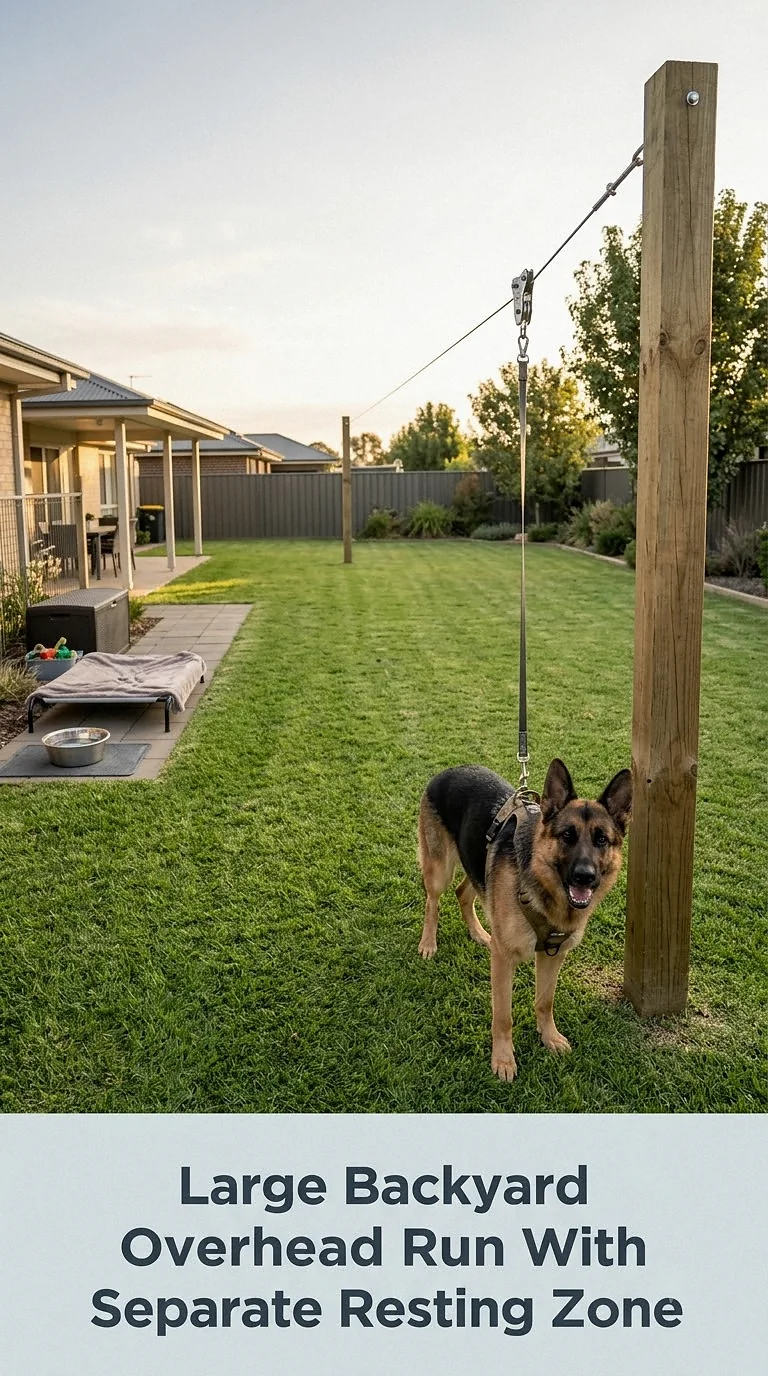 Large Backyard Overhead Run With Separate Resting Zone