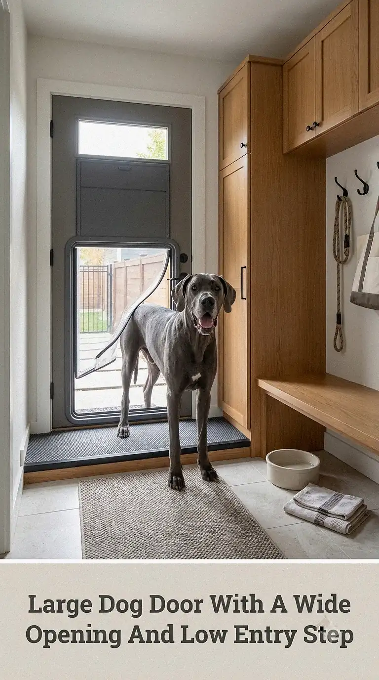 Large Dog Door With A Wide Opening And Low Entry Step