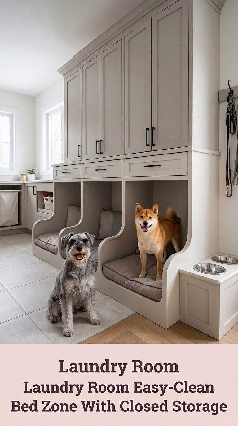 Laundry Room Easy-Clean Bed Zone With Closed Storage