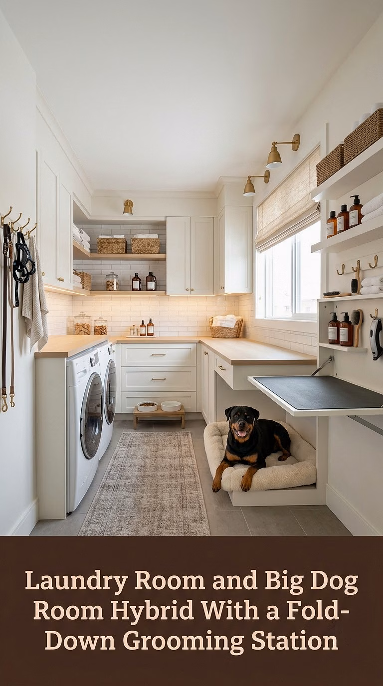 16. Laundry Room and Big Dog Room Hybrid With a Fold-Down Grooming Station