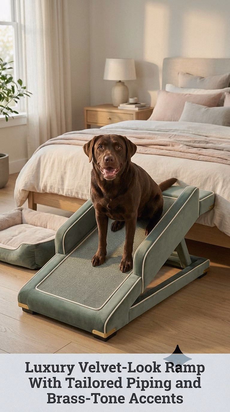 Luxury Velvet-Look Ramp With Tailored Piping and Brass-Tone Accents