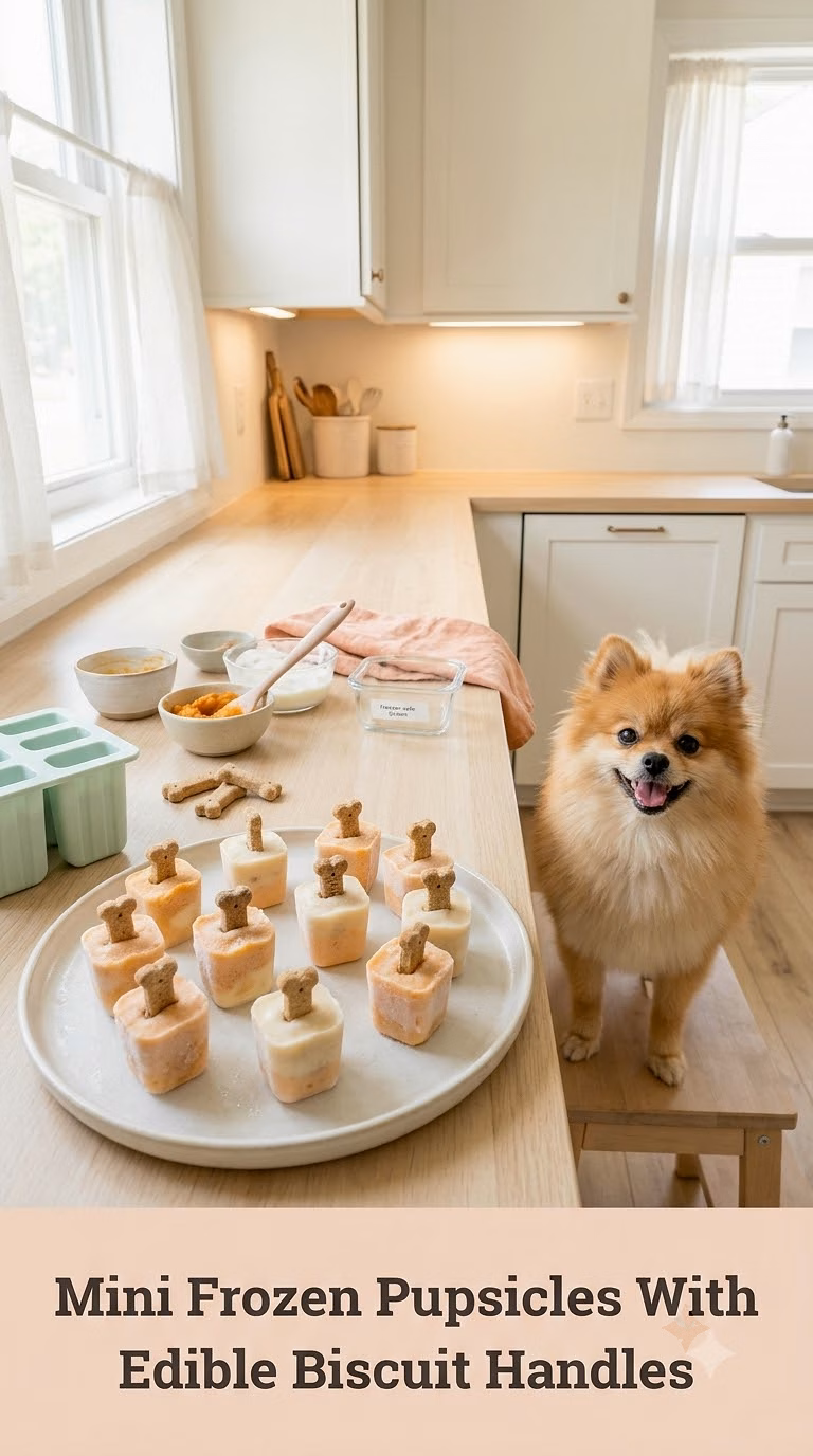 Mini Frozen Pupsicles With Edible Biscuit Handles
