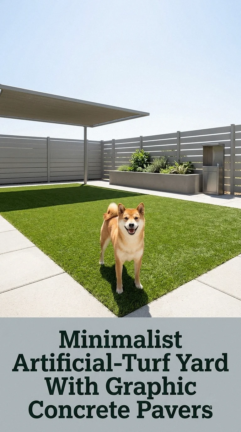Minimalist Artificial-Turf Yard With Graphic Concrete Pavers