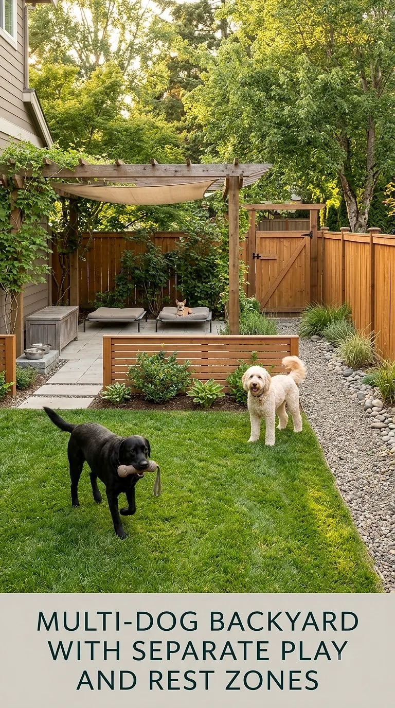 Multi-Dog Backyard With Separate Play And Rest Zones