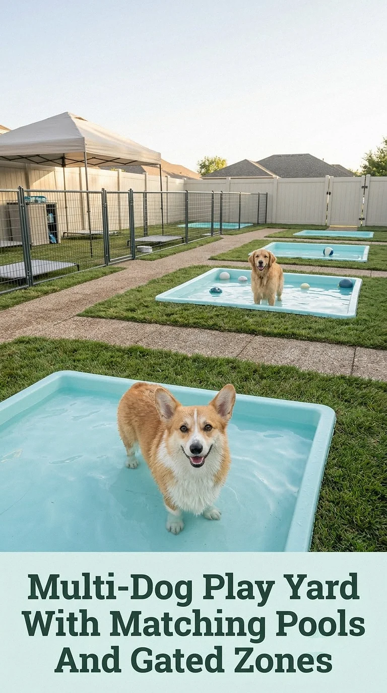 Multi-Dog Play Yard With Matching Pools And Gated Zones