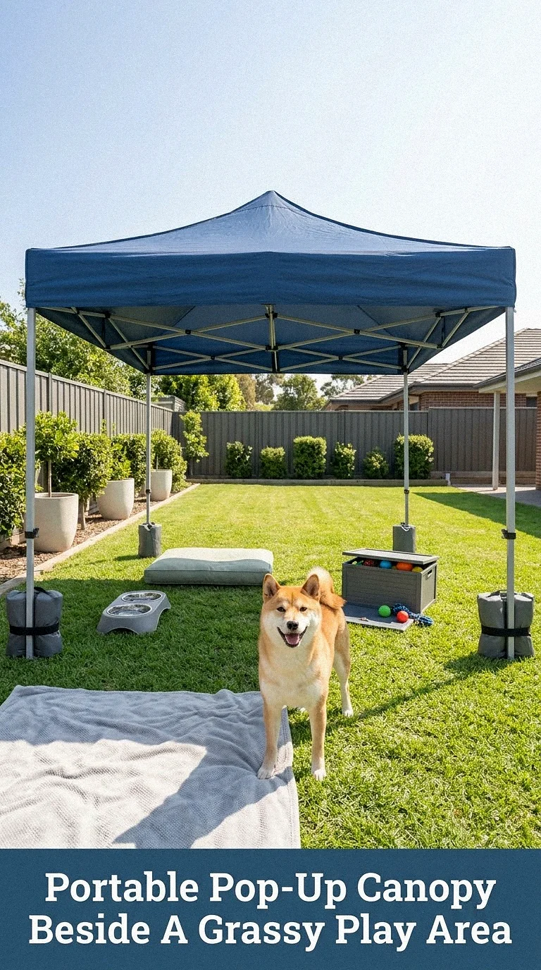 Portable Pop-Up Canopy Beside A Grassy Play Area