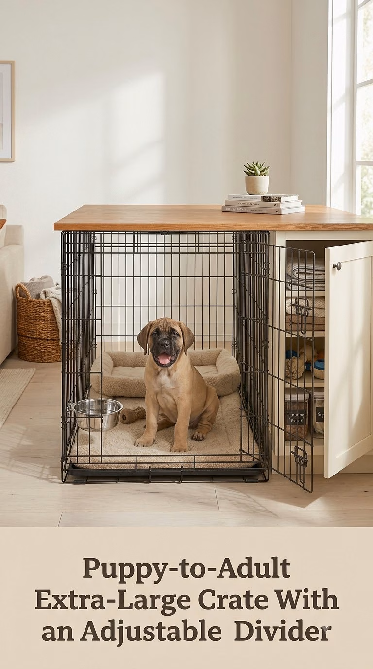 Puppy-to-Adult Extra-Large Crate With an Adjustable Divider