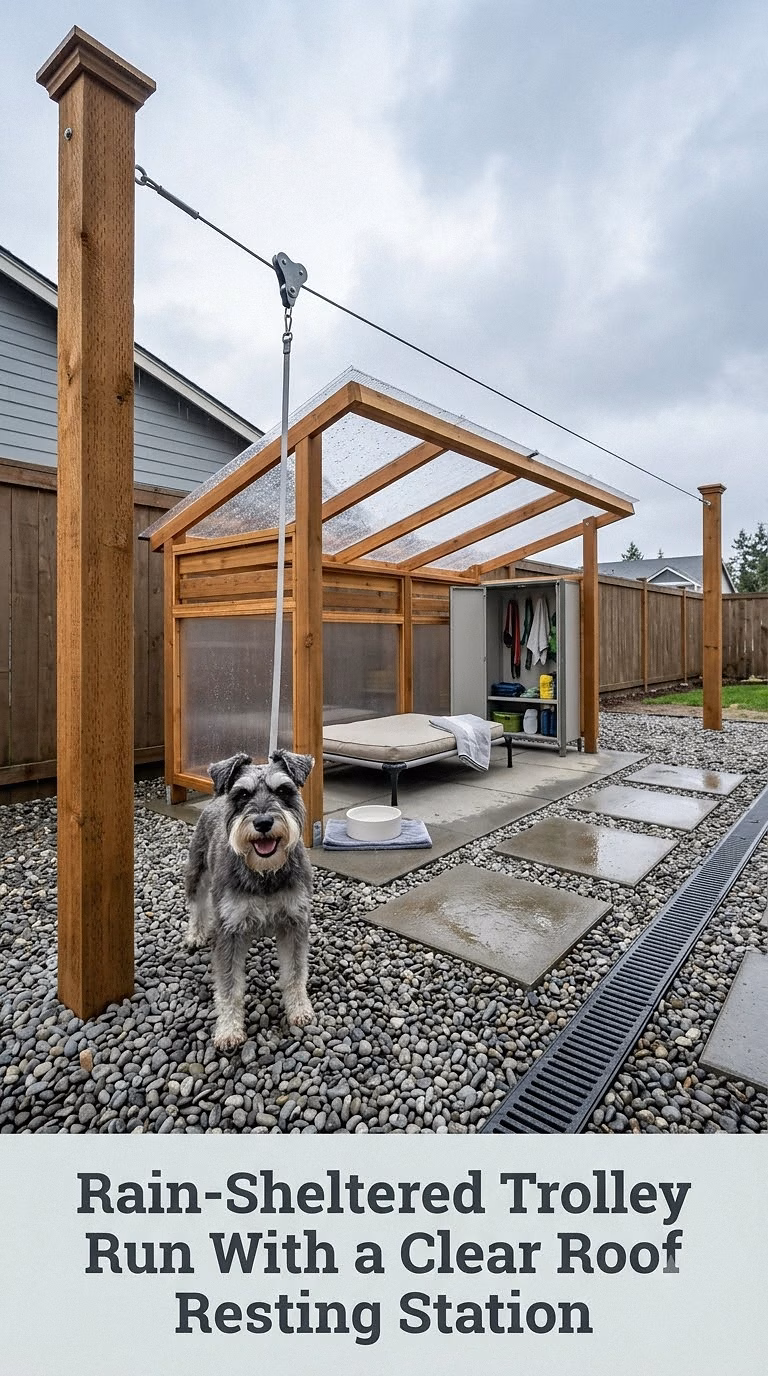 Rain-Sheltered Trolley Run With a Clear Roof Resting Station
