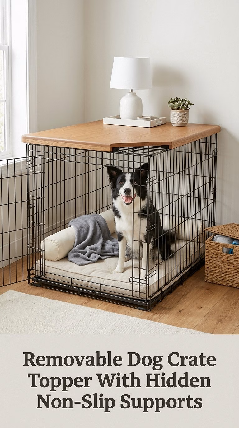 Removable Dog Crate Topper With Hidden Non-Slip Supports