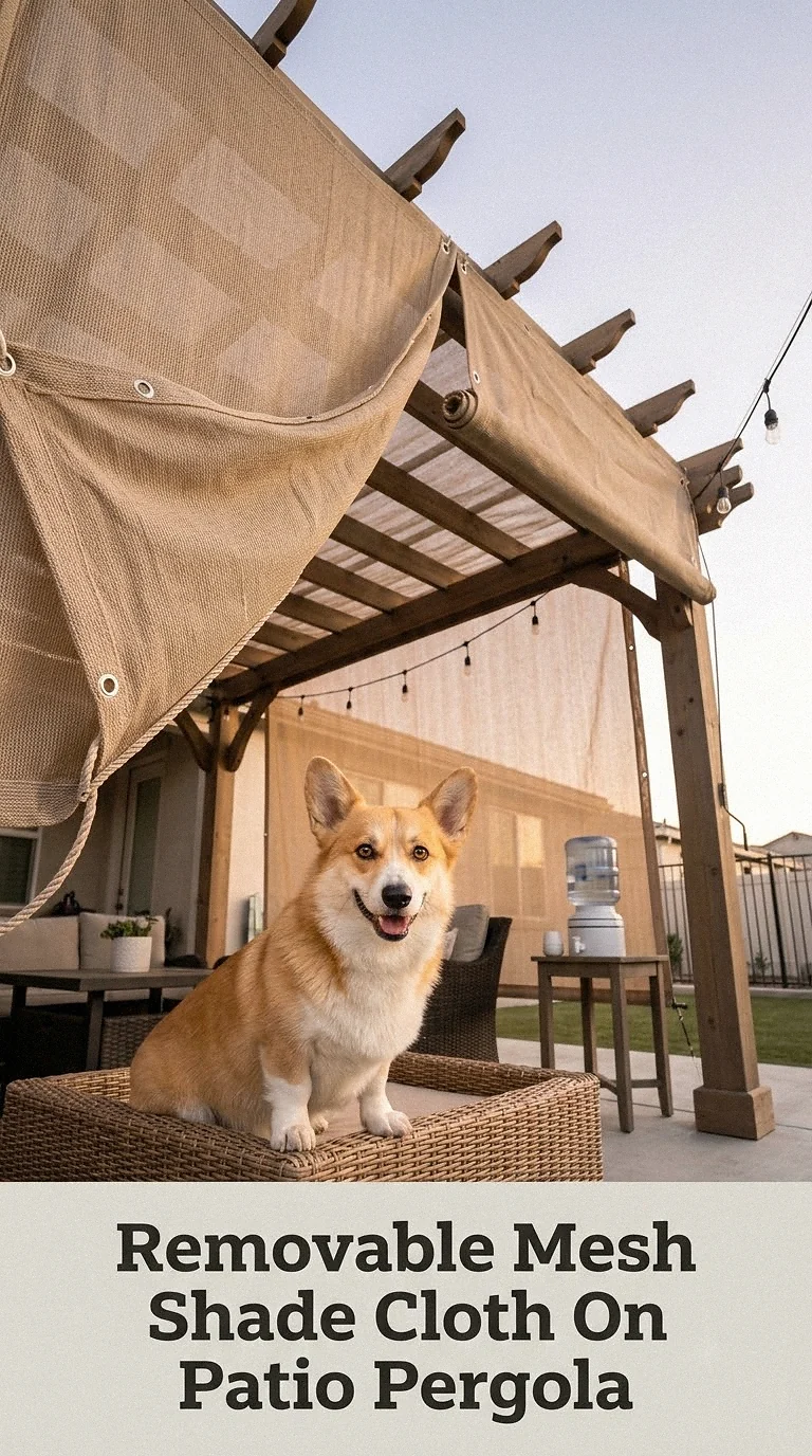 Removable Mesh Shade Cloth On Patio Pergola