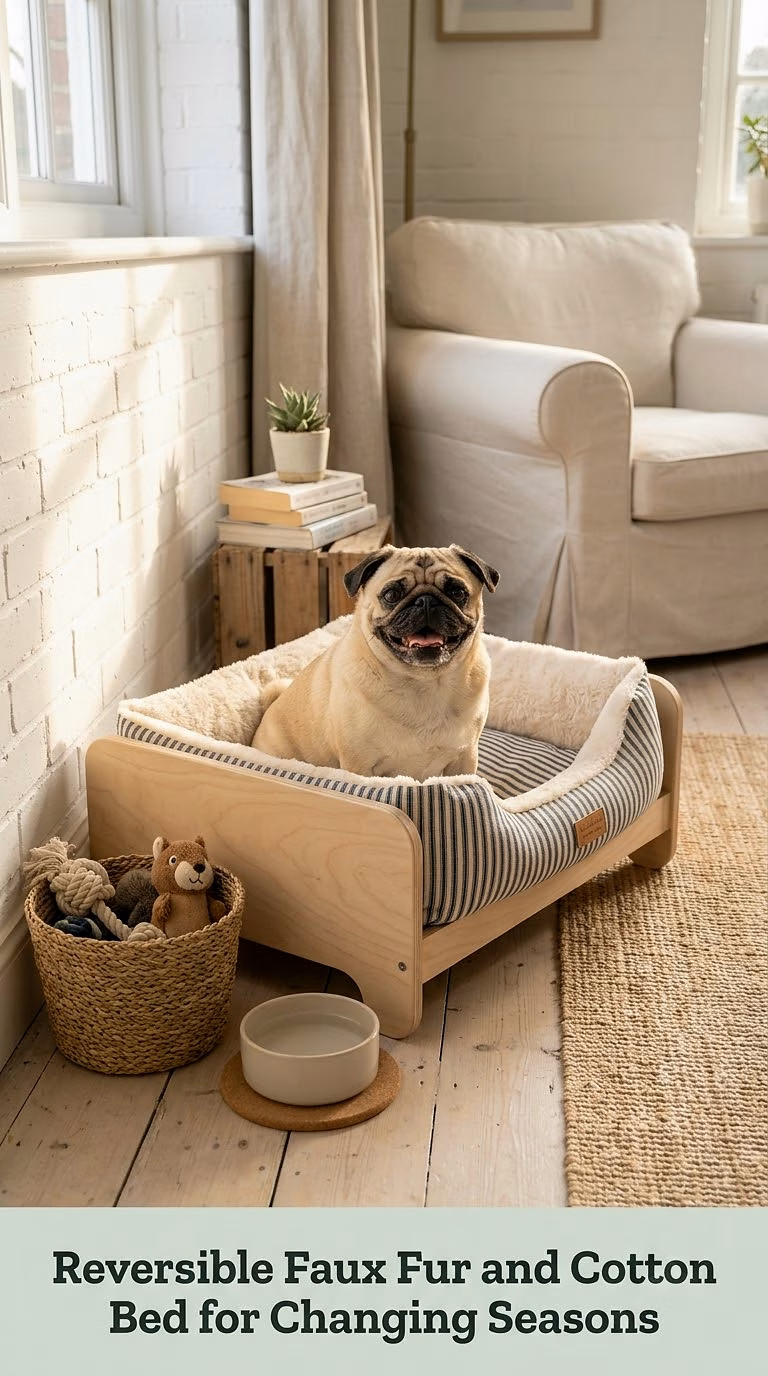 Reversible Faux Fur and Cotton Bed for Changing Seasons