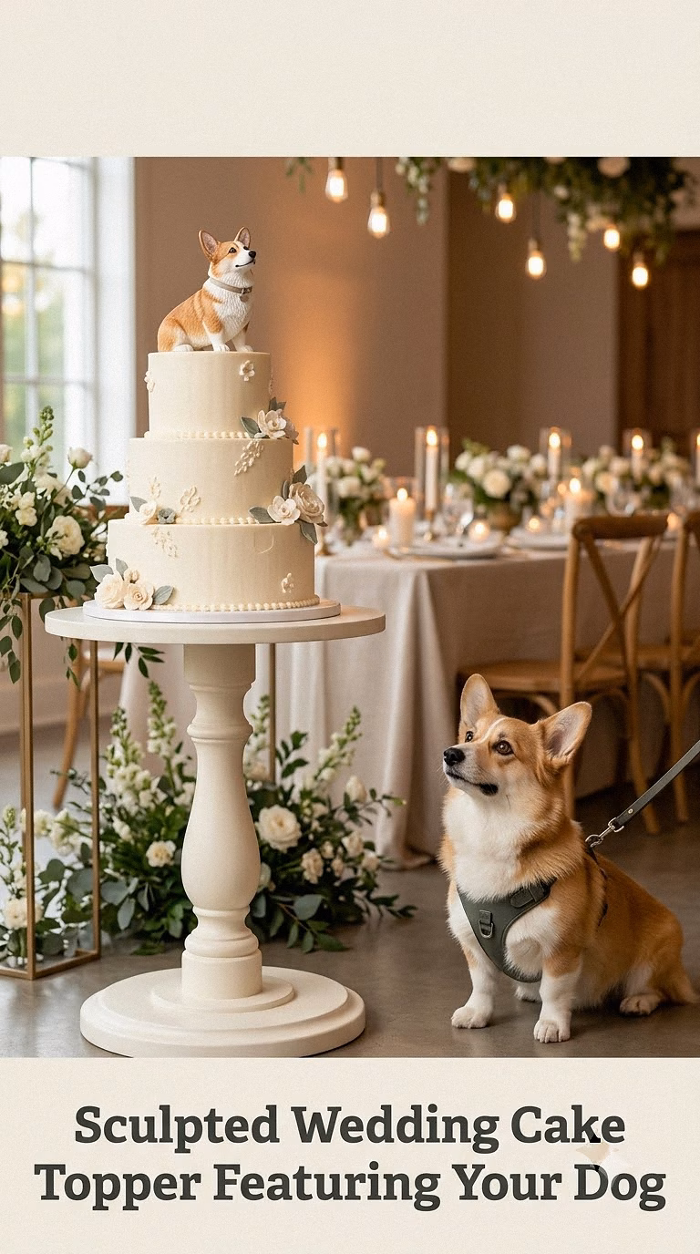 Sculpted Wedding Cake Topper Featuring Your Dog