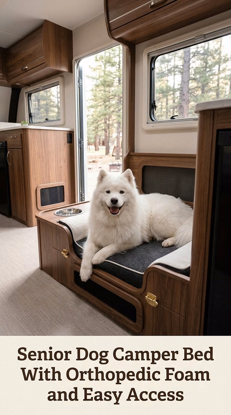 Senior Dog Camper Bed With Orthopedic Foam and Easy Access