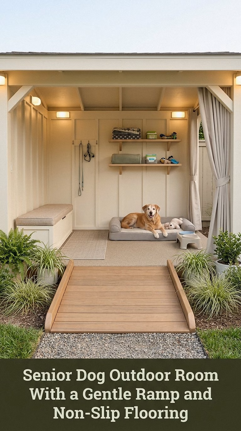 16. Senior Dog Outdoor Room With a Gentle Ramp and Non-Slip Flooring